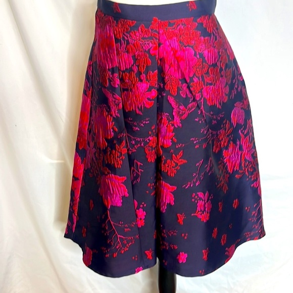 Anthropologie Floral High Low Skirt in Pink and Navy - Picture 3 of 6